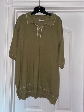 American Eagle Sweater Short Sleeve Polo In Olive Green Men Sz XXL NWT